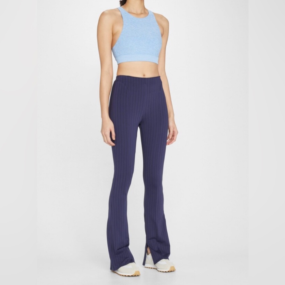 Alo Yoga High-Waist Pinstripe Zip-It Flare Leggings